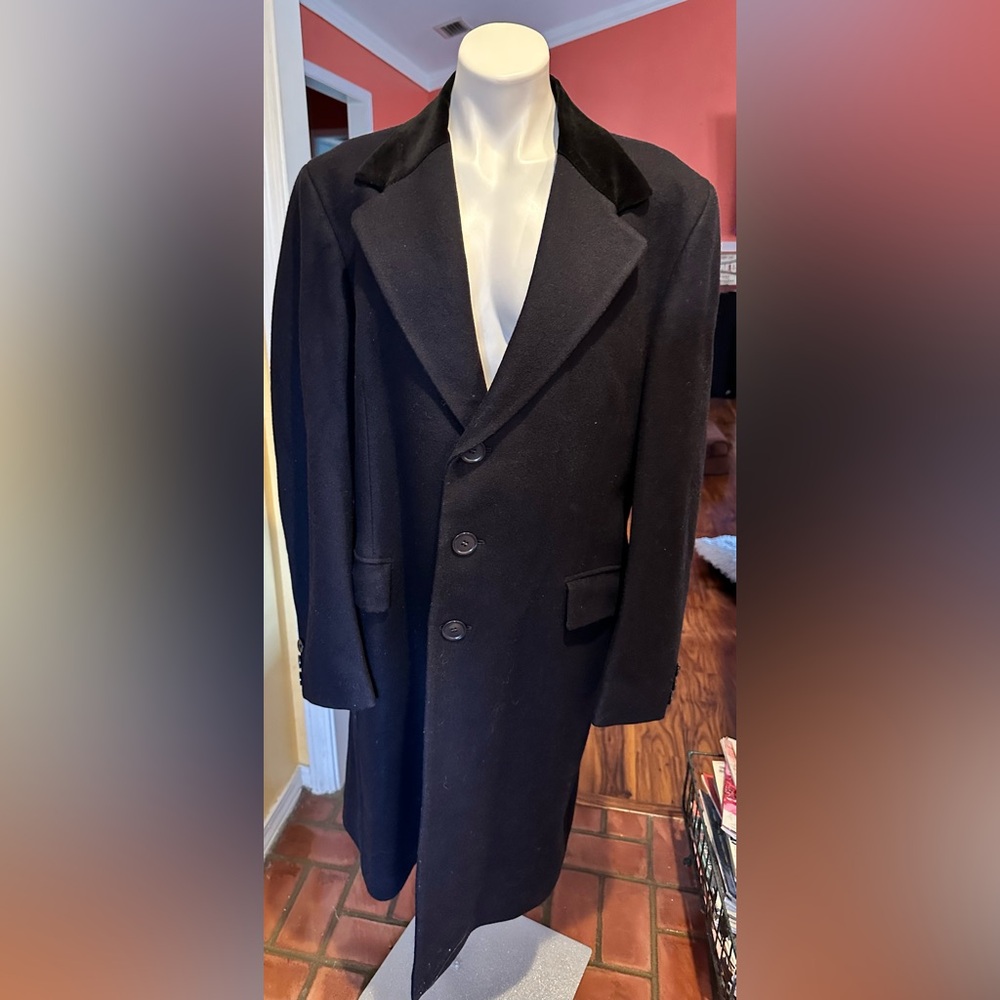 Vintage Members Only Navy Trench Coat with Velvet Collar Sz 44 made in England